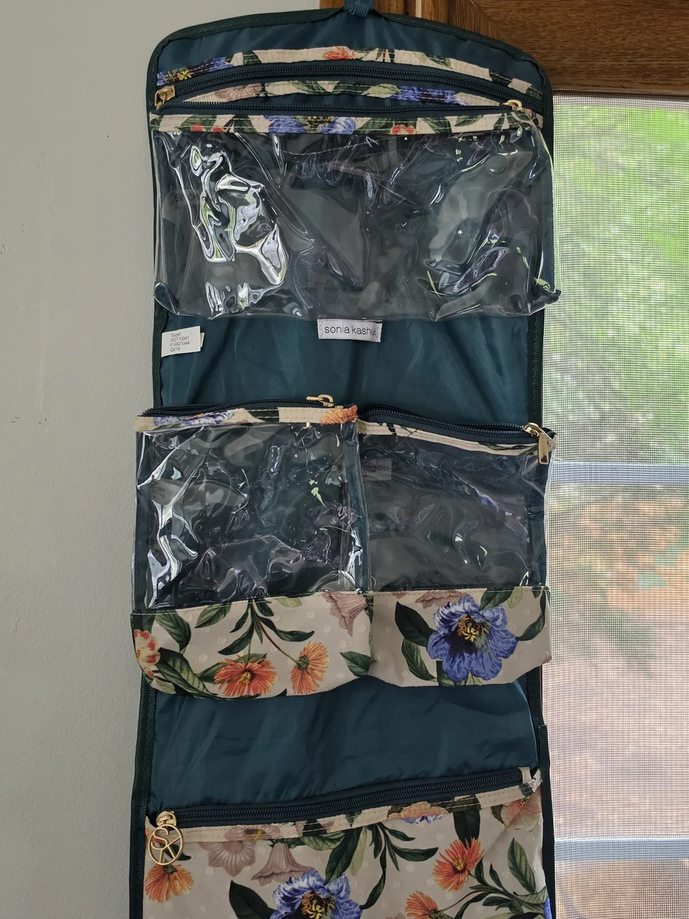 Sonia Kashuk Teal Floral Hanging Organizer